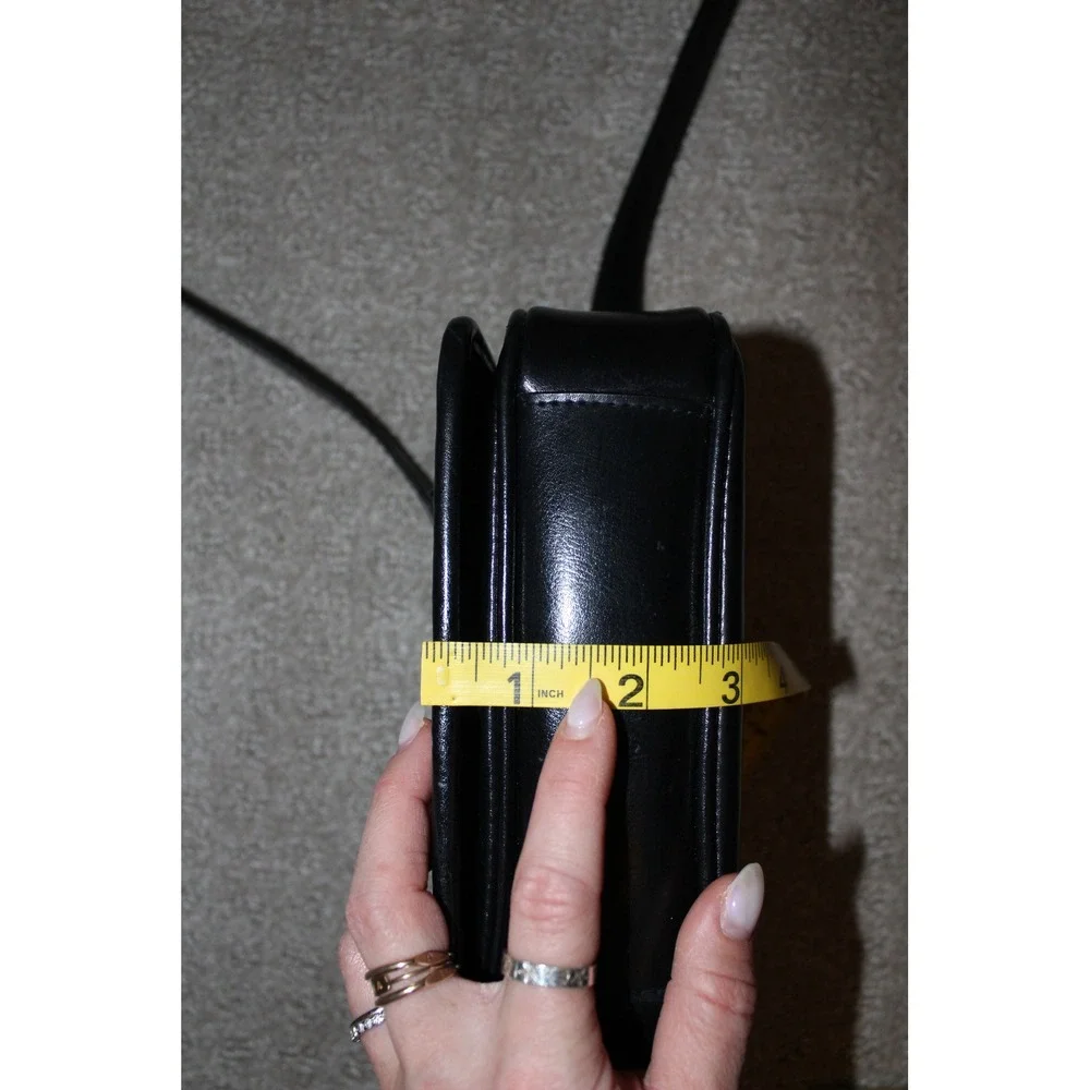 VTG Liz Claiborne Black‎ Woven Leather Crossbody Bag Organizer Purse